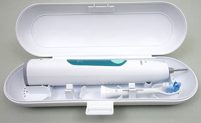 Philips Sonicare 3 Series Gum Health Electric toothbrush sitting inside travel case