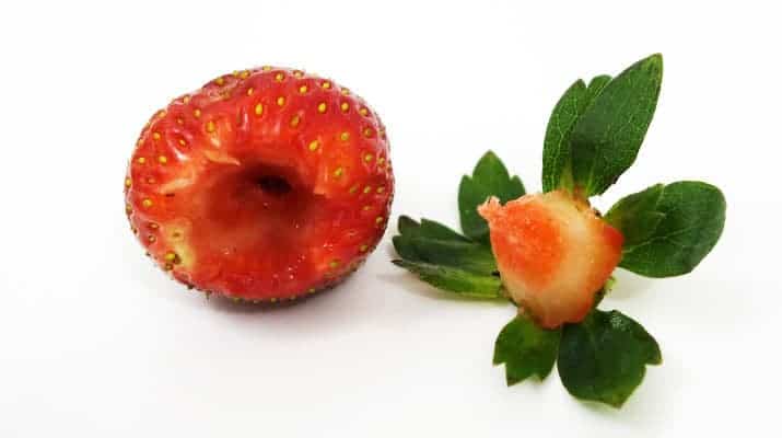 Hulled strawberry with stem removed