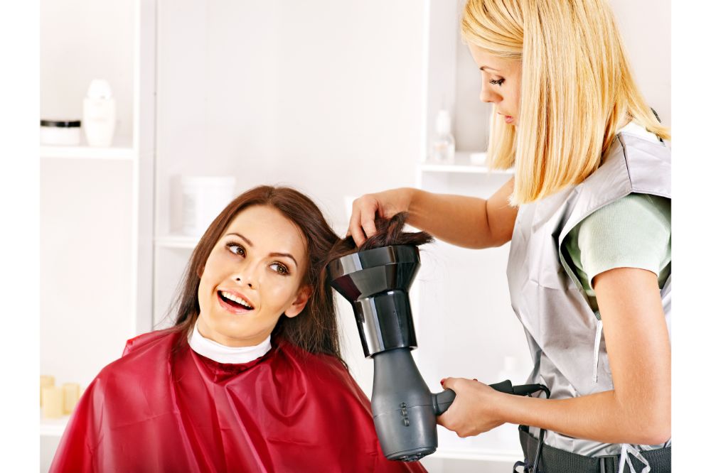 Woman at hairdresser